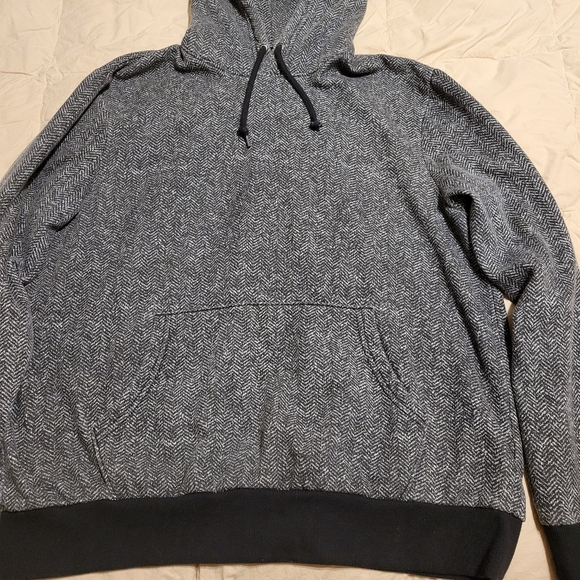 Old navy men's herringbone black & gray hooded long sleeve sweatshirt size lar - Picture 14 of 16